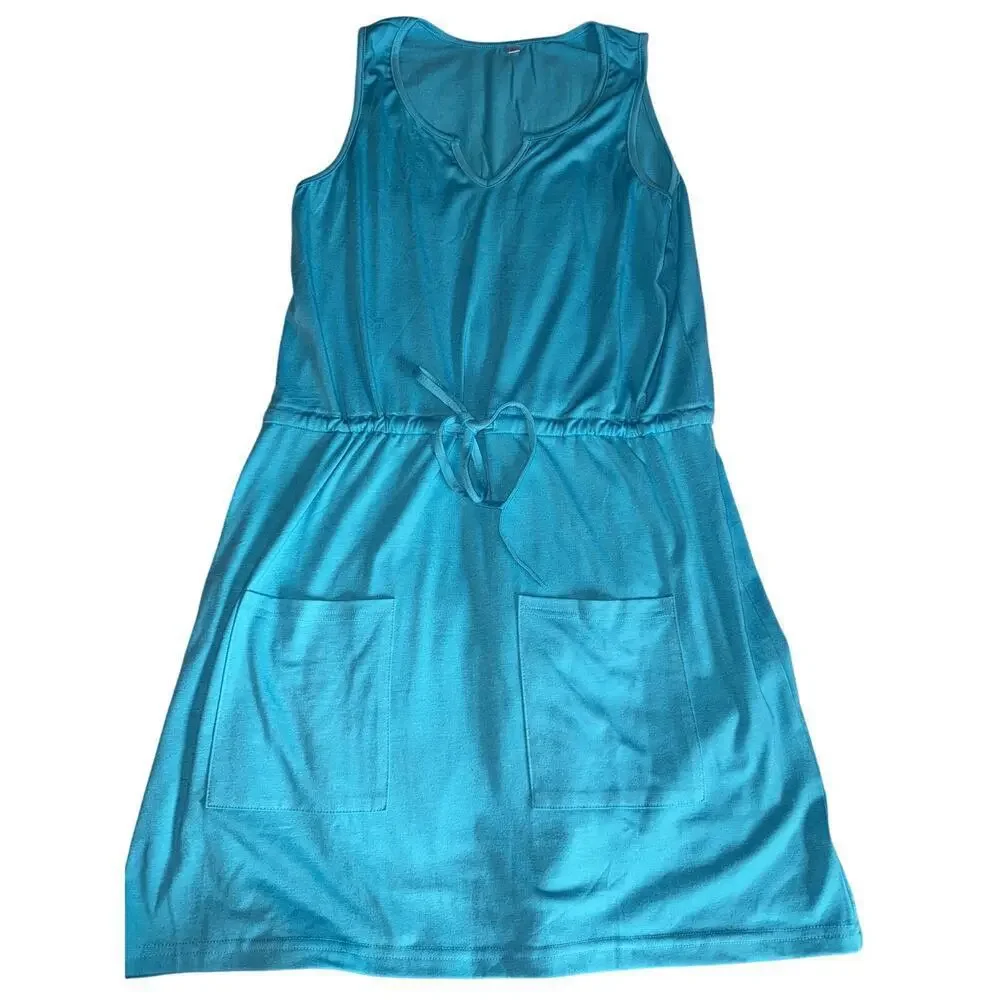 ROMPER DRESS size Large turquoise blue